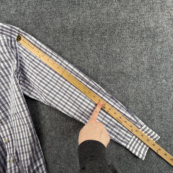 Eton 16.5 Long Sleeve Button Up Contrast Collar Preppy Purple Blue Plaid Cutaway - Picture 15 of 16